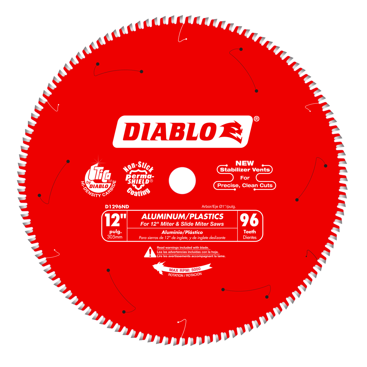 Diablo D1296ND 12" x 96-Teeth Saw Blade for Aluminum & Plastics