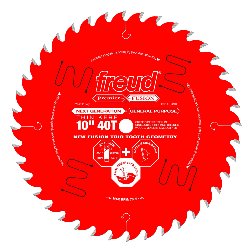 Freud P410T 10" Thin Kerf Next Generation Premier Fusion General Purpose Blade