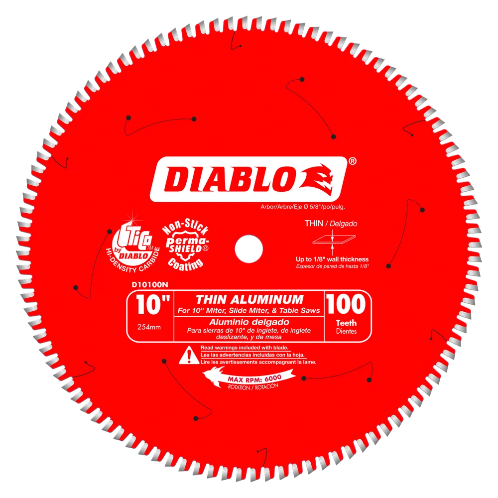 Diablo D10100N 10" x 100-Teeth Saw Blade for Thin Aluminum