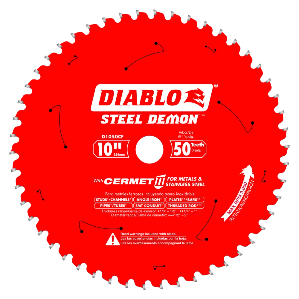 Diablo D1050CF 10" x 50-Teeth Steel Demon™ Cermet II Saw Blade for Medium Metal