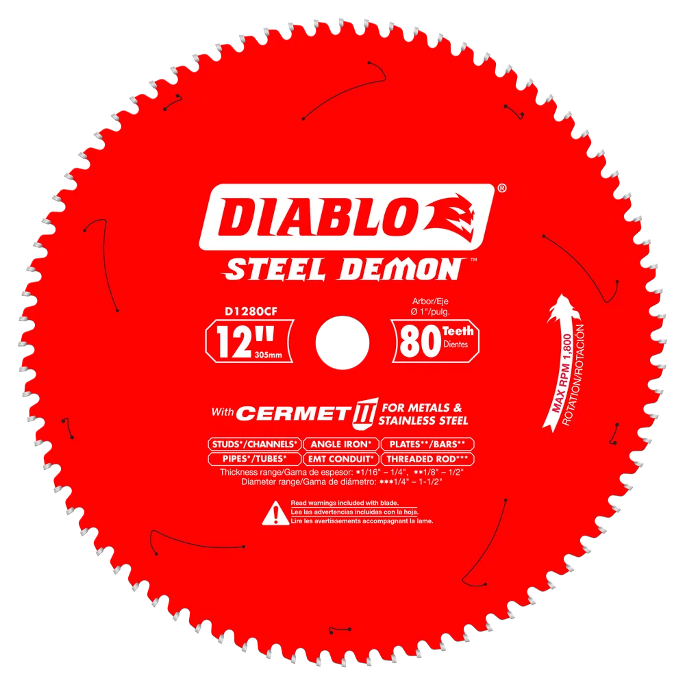 Diablo D1280CF 12" x 80-Teeth Steel Demon™ Cermet II Saw Blade for Thin Metal