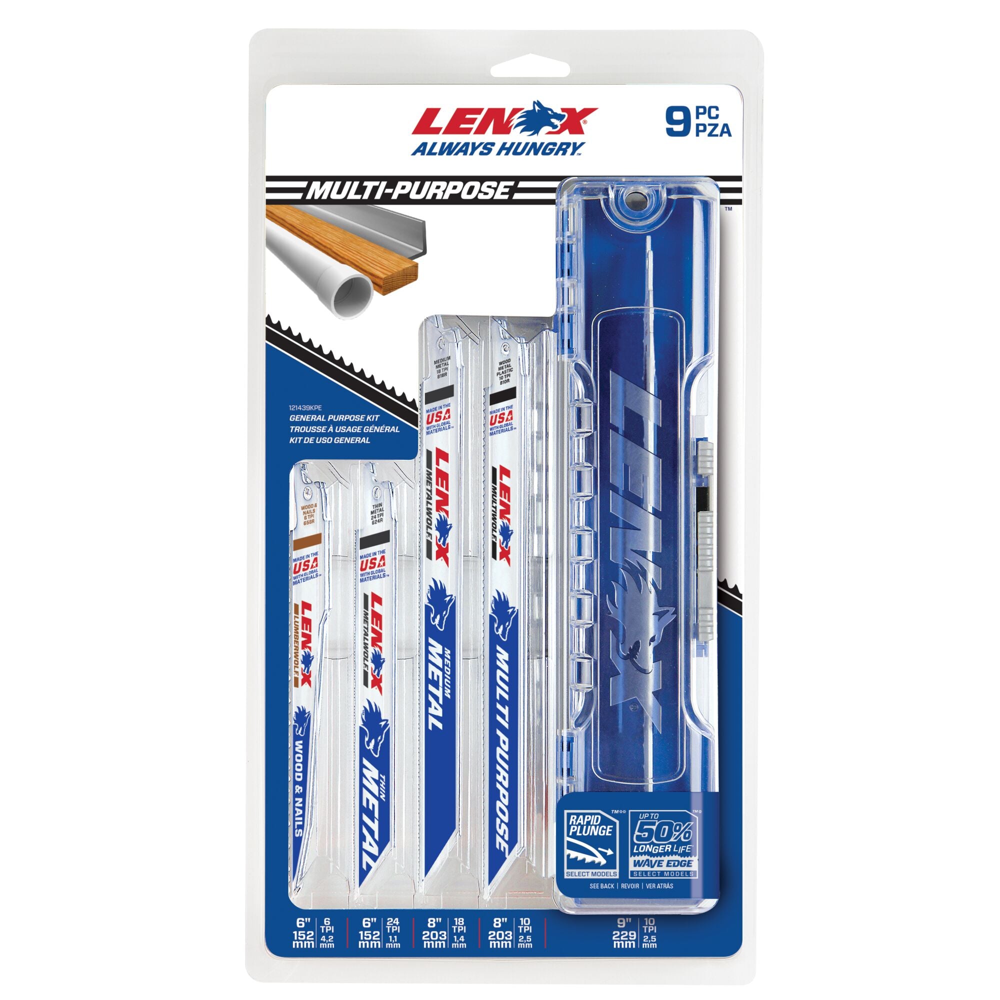 Lenox 121439KPE 9-Piece Bi-Metal Reciprocating Saw Blade Assortment with Case - image 2