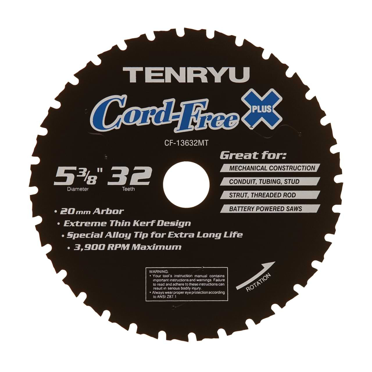 Tenryu CF-13636M: 5-3/8" x 36 Tooth Cord-Free Steel Cutting Blade