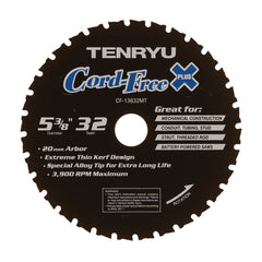 Tenryu CF-13632MT: 5-3/8" x 32 Tooth Cord-Free Steel Cutting Blade
