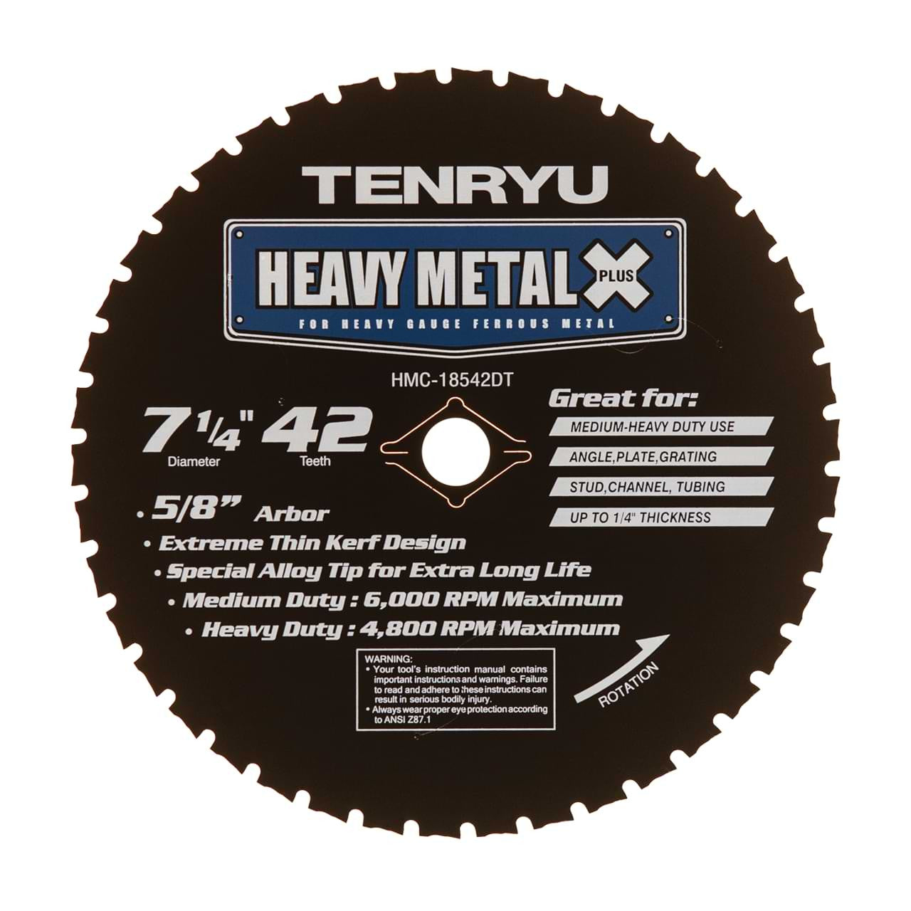 Tenryu HMC-18572CBDT: 7-1/4" x 72 Tooth Heavy Metal Plus Steel Cutting Blade