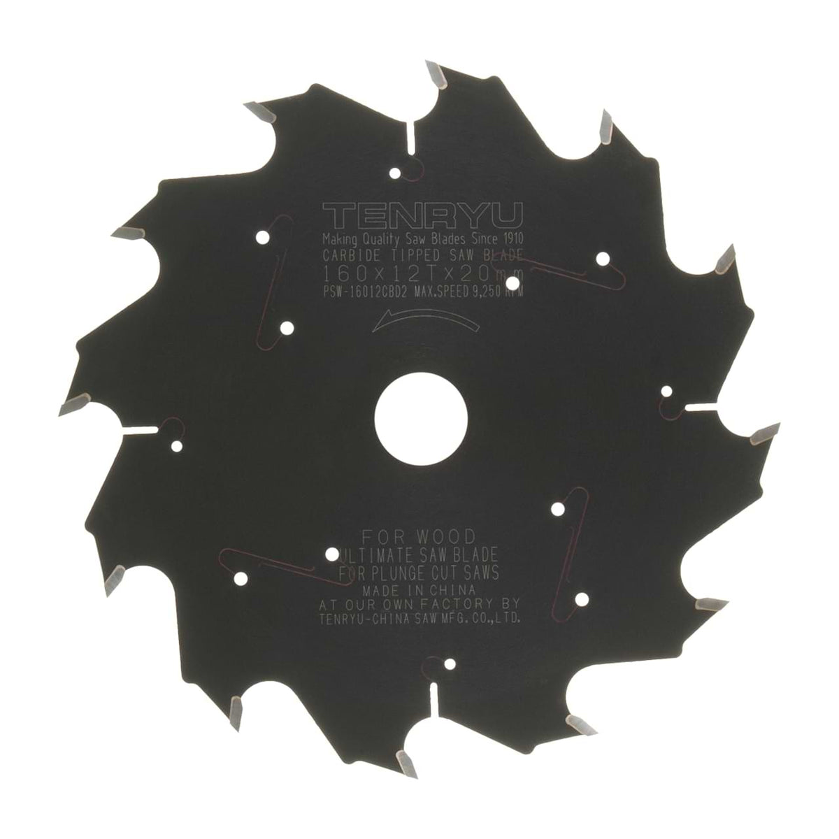 Tenryu PSW-16045AB2T: 160mm x 45 Tooth Plunge-Cut Saw Blade