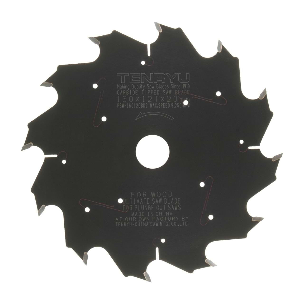 Tenryu PSW-16028CBD2T: 160mm x 28 Tooth Plunge-Cut Saw Blade