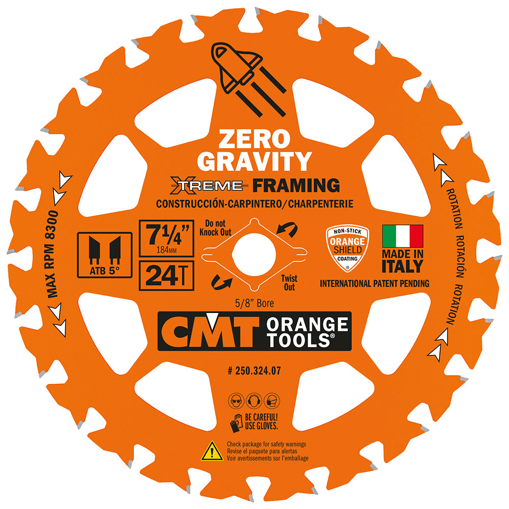 CMT 250.324.07-X10 FRAMING ZERO GRAVITY 7-1/4”x0.070”/0.048”x5/8”<>  T=24 ATB (10 PACK)