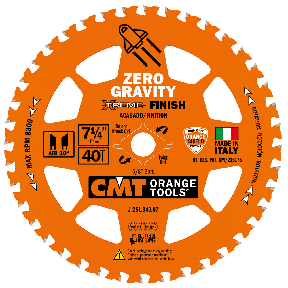 CMT 251.340.07-X10 SAW BLADE ITK TCT 7-1/4inX40ATB BORE-5/8<>inch (BULK)