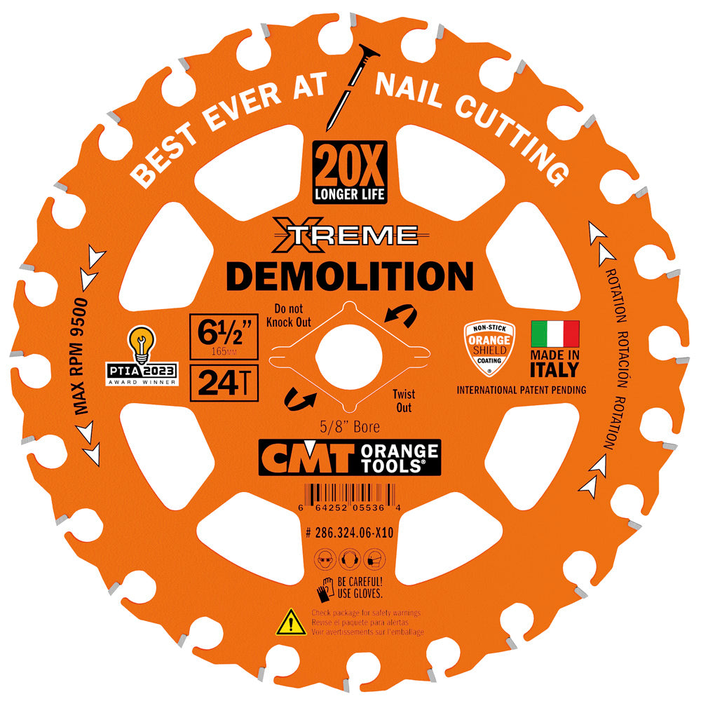 CMT 286.324.07-X10 DEMOLITION 7-1/4”x5/8”<> T=24 ATB (10-PCS. BULK MASTERPACK)