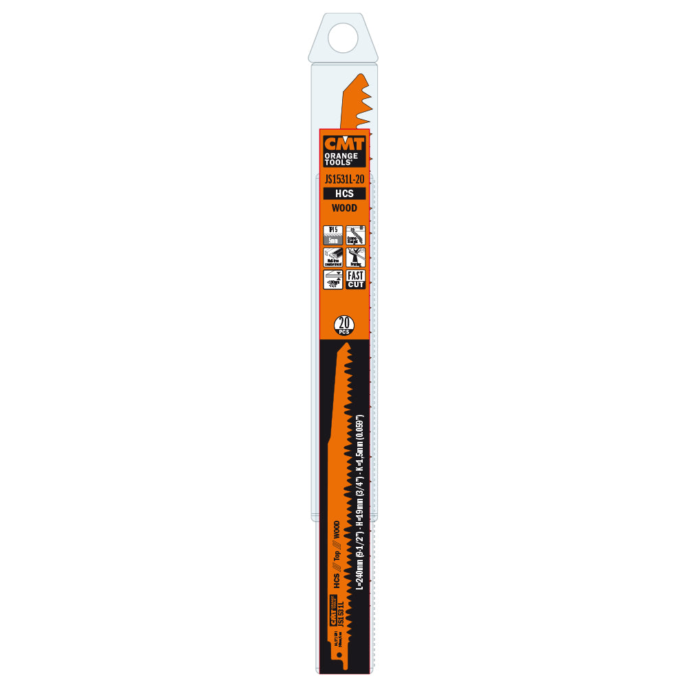 CMT JS1531L-20 RECIPROCATING SAW BLADES for WOOD (HCS) 10”x 5TPI (20-PCS.)