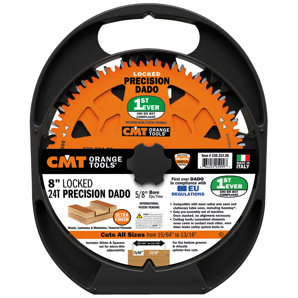 CMT 230.324.08 Precision Locked Dado Pro Set - 8" Diameter, 24 Teeth, 5/8" Arbor