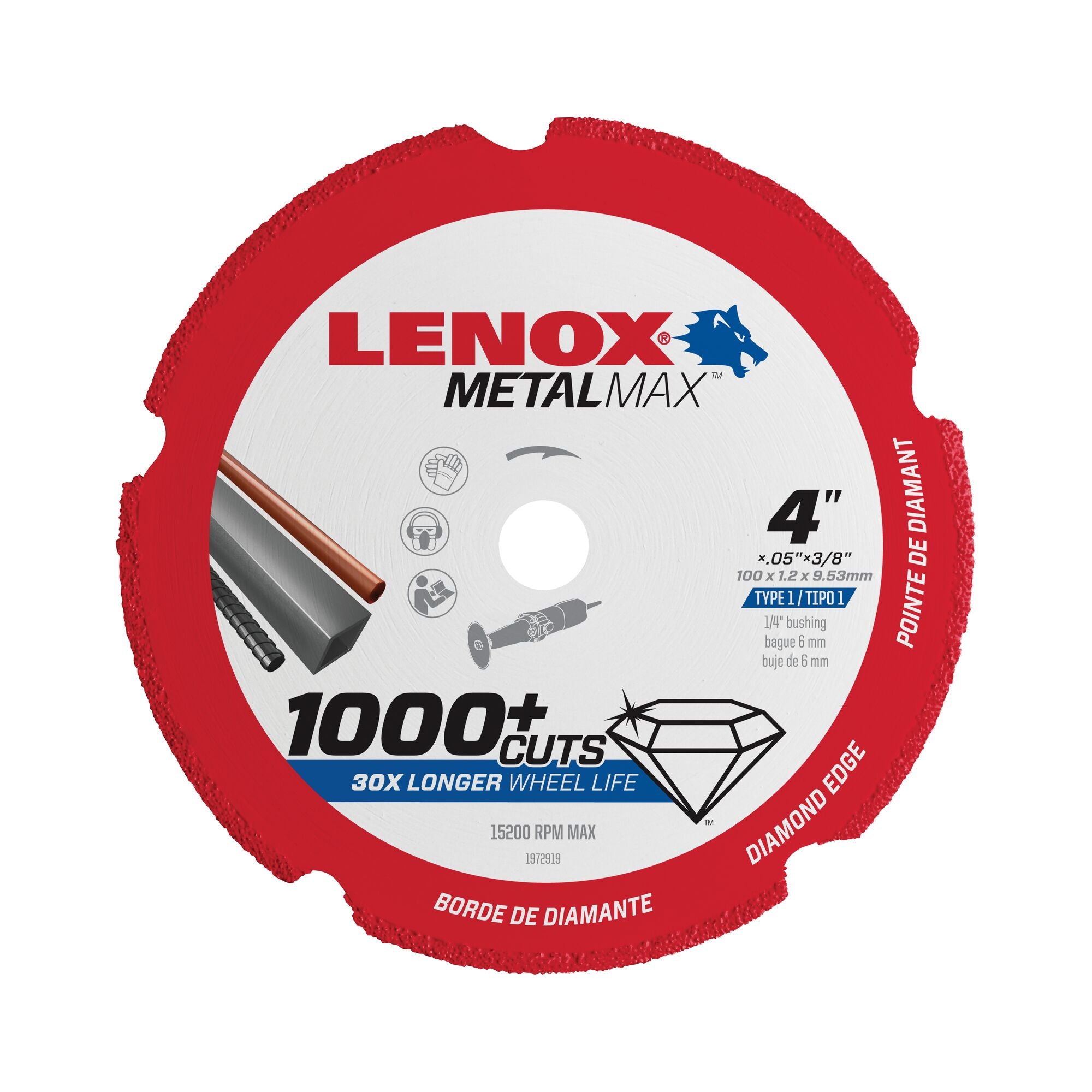 Lenox 1972919 Metalmax 4" x 3/8" Diamond-Edge Cut-Off Wheel - image 1