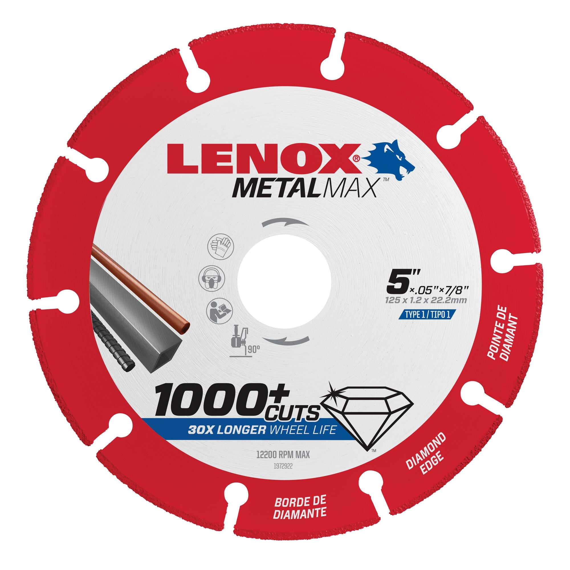 Lenox 1972922 Metalmax 5" x 7/8" Diamond-Edge Cut-Off Wheel - image 1