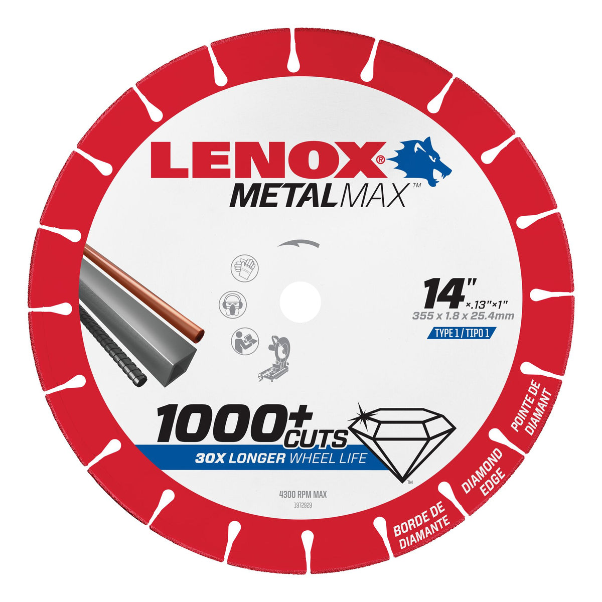 Lenox 1972929 Metalmax 14" x 1" Diamond-Edge Cut-Off Wheel - image 1