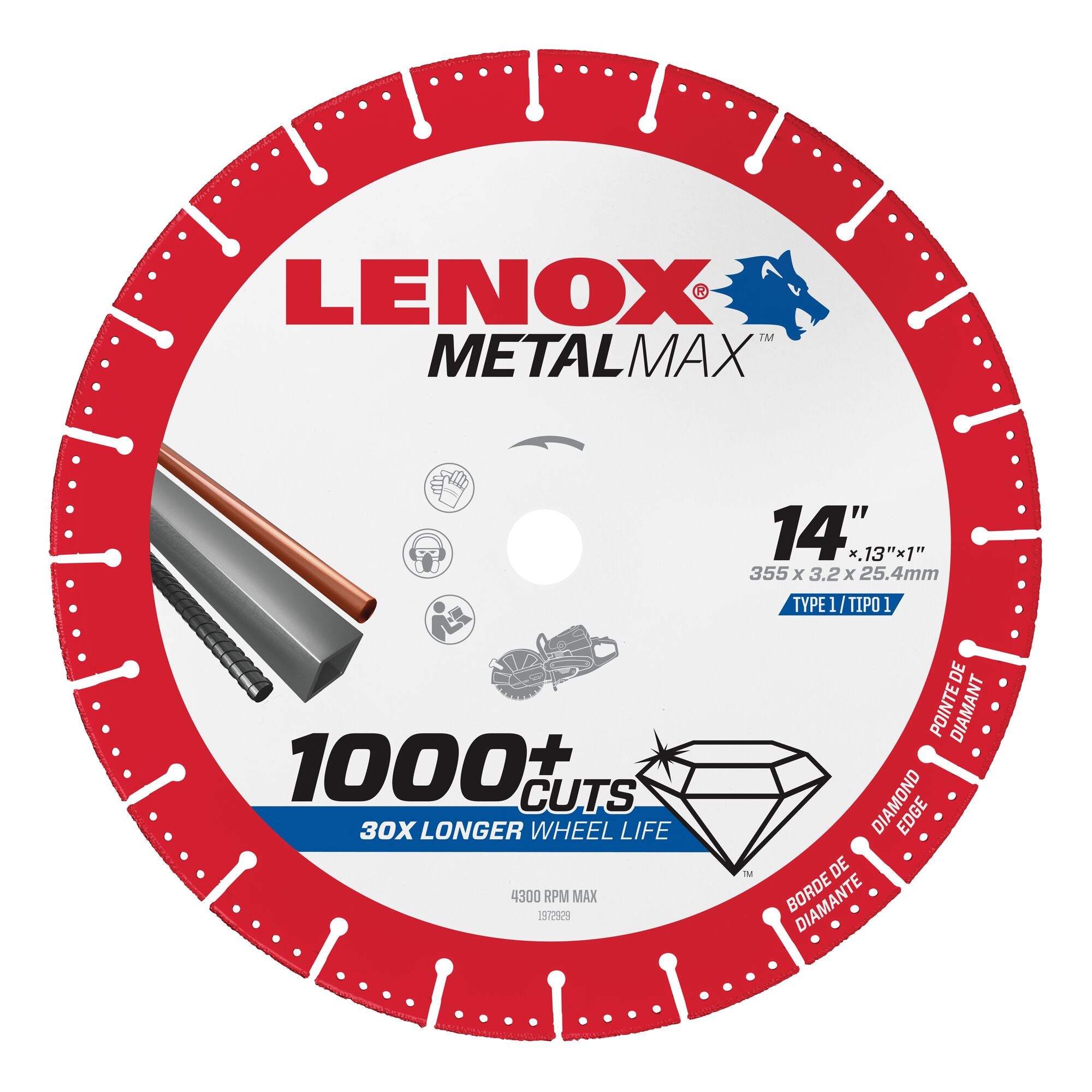 Lenox 1972932 Metalmax 14" x 1" Diamond-Edge Cut-Off Wheel - image 1