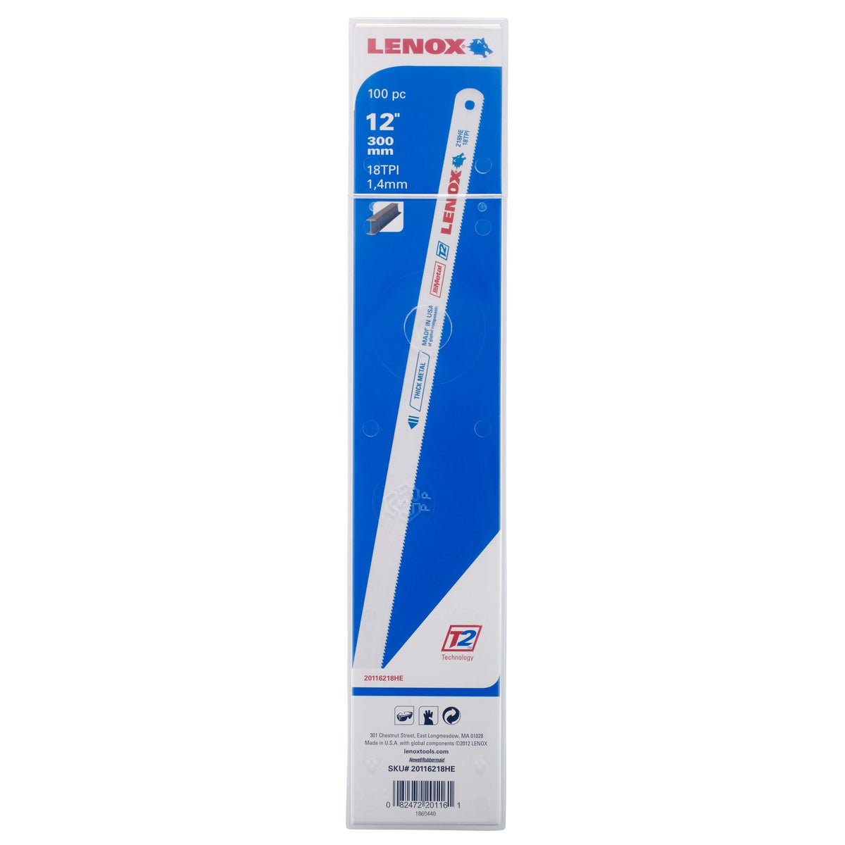 Lenox 20116218HE 12" x 1/2" x .023" 18 TPI Hacksaw Blades, 100-Pack - image 1