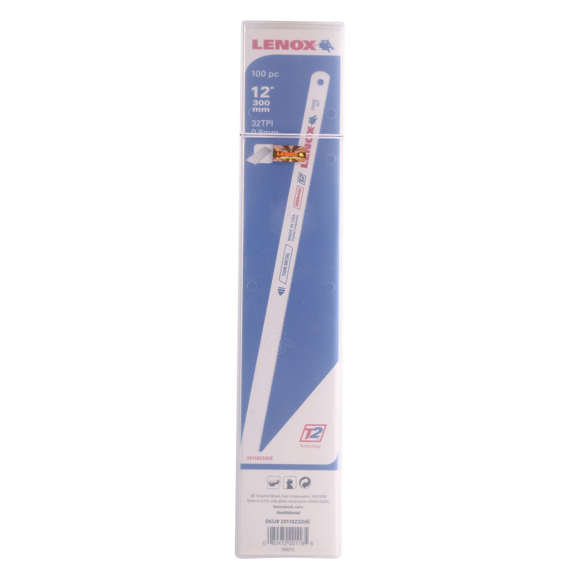 Lenox 20118232HE 12" x 1/2" x .023" 32 TPI Hacksaw Blades, 100-Pack - image 1