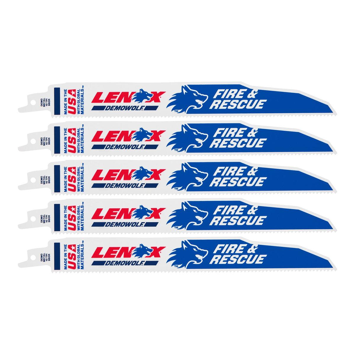 Lenox 20372960R5 9" x 1" x .062" 10 TPI Demolition Bi-Metal Reciprocating Saw Blades, 5-Pack - image 1