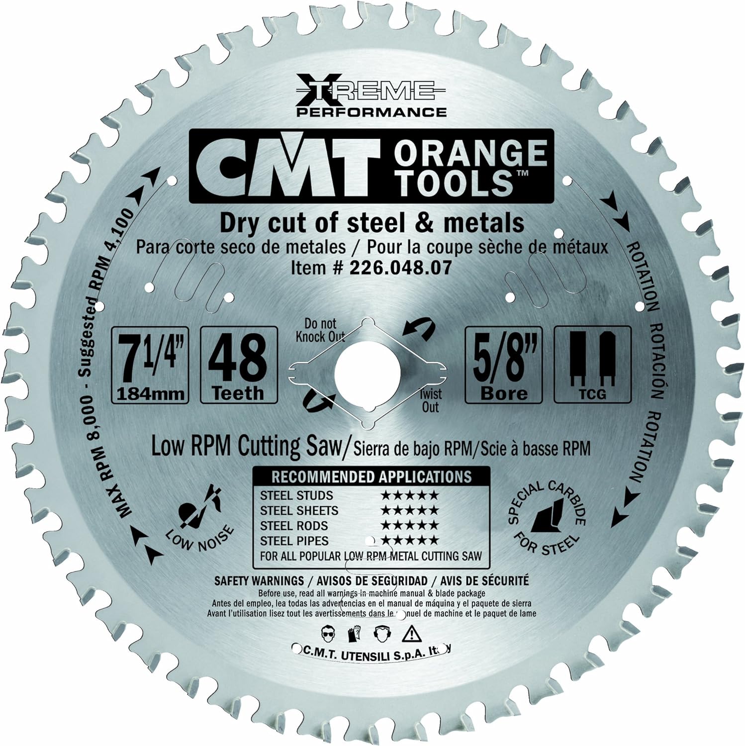 CMT 226.048.07 MEDIUM/THICK - METAL & STEEL 7-1/4’’x0.079”/0.063”x5/8’’  T=48 FWF