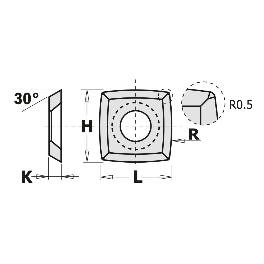 CMT 790.152.22 SOLID CARBIDE KNIVES (4/30°) R=150mm 15x15x2.5mm HW-K1920