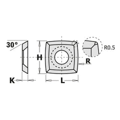 CMT 790.152.22 SOLID CARBIDE KNIVES (4/30°) R=150mm 15x15x2.5mm HW-K1920