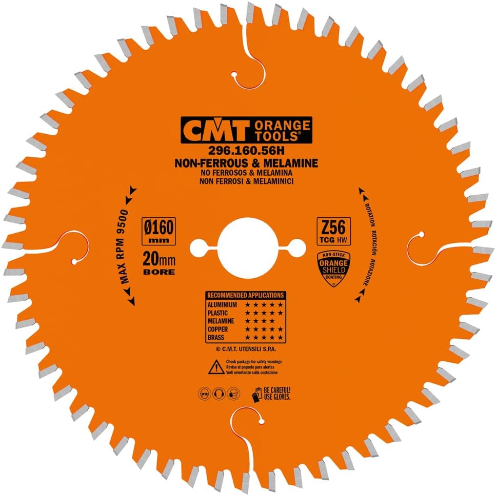 CMT 296.160.56H THICK NON-FERROUS METAL & MELAMINE 160x20mm   T=56 TCG  (-6° NEG)