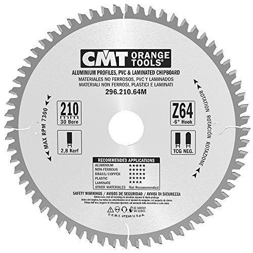 CMT 296.210.64M THICK NON-FERROUS METAL & MELAMINE 8-1/4”x30mm   T=64 TCG (-6° NEG)