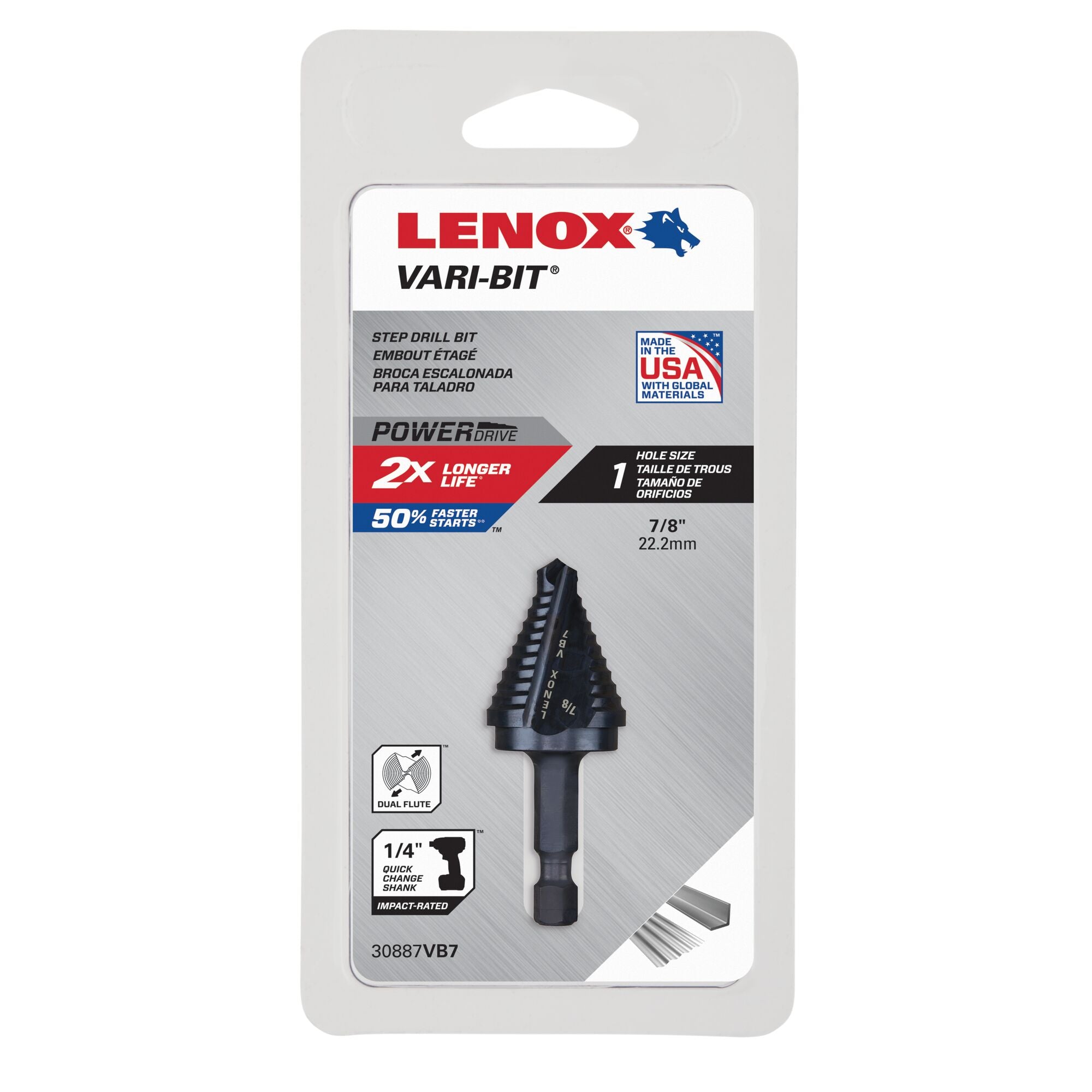 Lenox 30887VB7 Vari-Bit VB7 Step Drill Bit, 7/8" - image 2