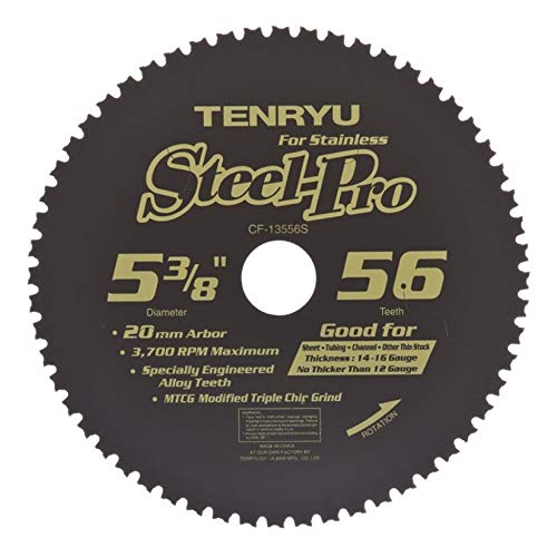 Tenryu CF-13556S: 5-3/8" x 56 Tooth Cord-Free Steel Cutting Blade