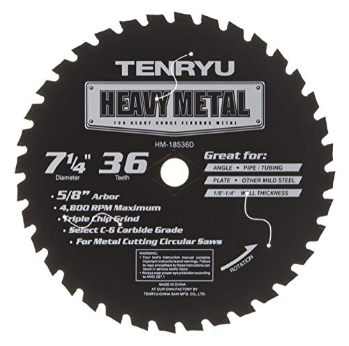 Tenryu HM-18536D: 7-1/4" x 36 Tooth Heavy Metal Steel Cutting Blade