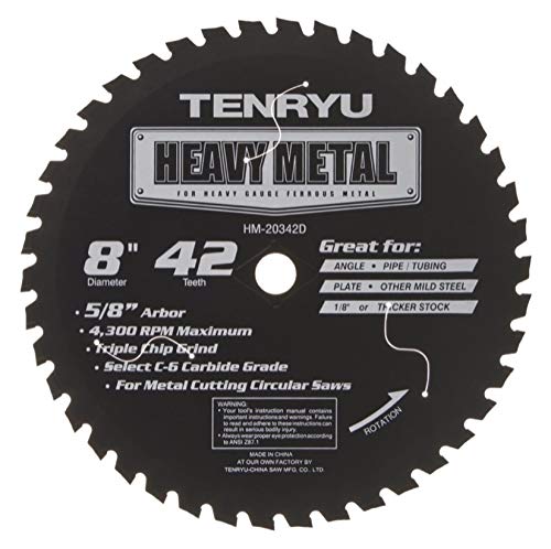 Tenryu HM-20342D: 8" x 42 Tooth Heavy Metal Steel Cutting Blade