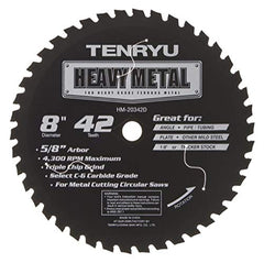 Tenryu HM-20342D: 8" x 42 Tooth Heavy Metal Steel Cutting Blade