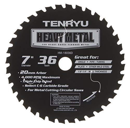 Tenryu HM-18036D: 7" x 36 Tooth Heavy Metal Steel Cutting Blade
