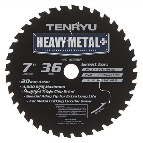 Tenryu HMC-18036BW: 7" x 36 Tooth Heavy Metal Plus Steel Cutting Blade