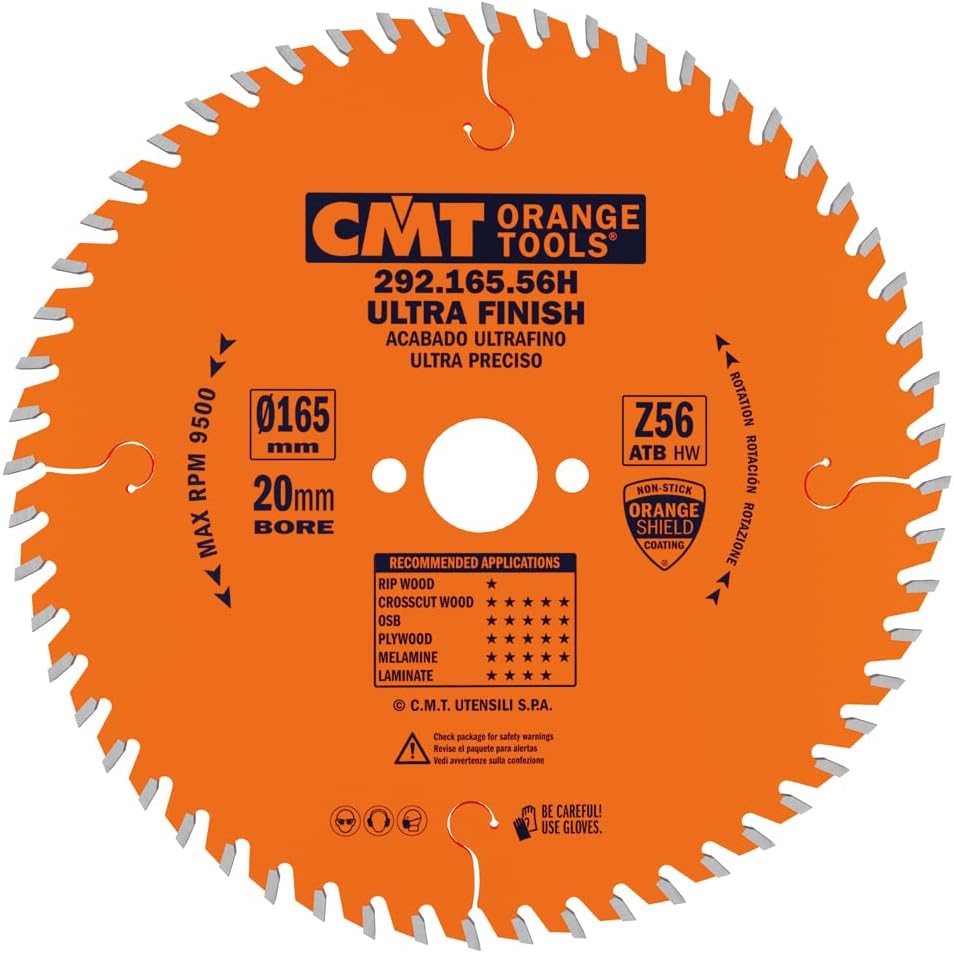 CMT 292.165.56H ULTRA FINISH - PLYWOOD & MELAMINE 6-1/2”x0.087”x20mm  T=56 ATB