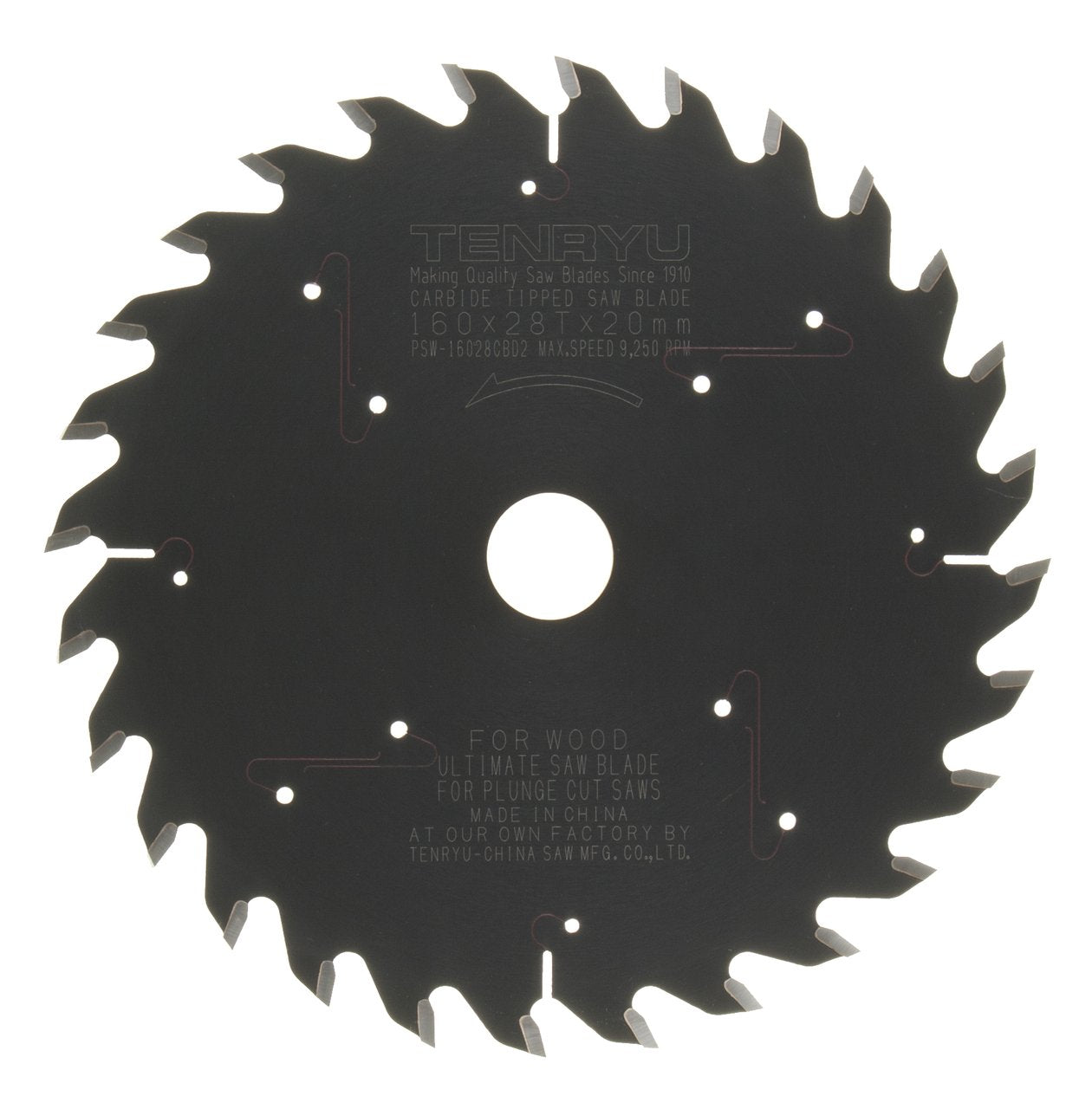 Tenryu PSW-16028CBD2: 160mm x 28 Tooth Plunge-Cut Saw Blade