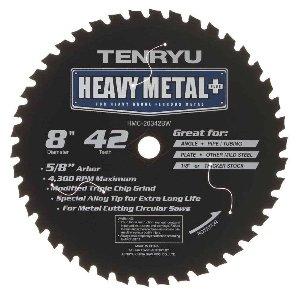 Tenryu HMC-20342BW: 8" x 42 Tooth Heavy Metal Plus Steel Cutting Blade