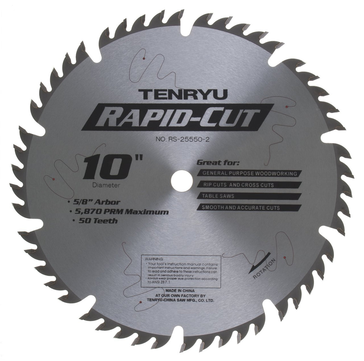 Tenryu RS-25550-2: 10" x 50 Tooth Rapid-Cut Table Saw Blade