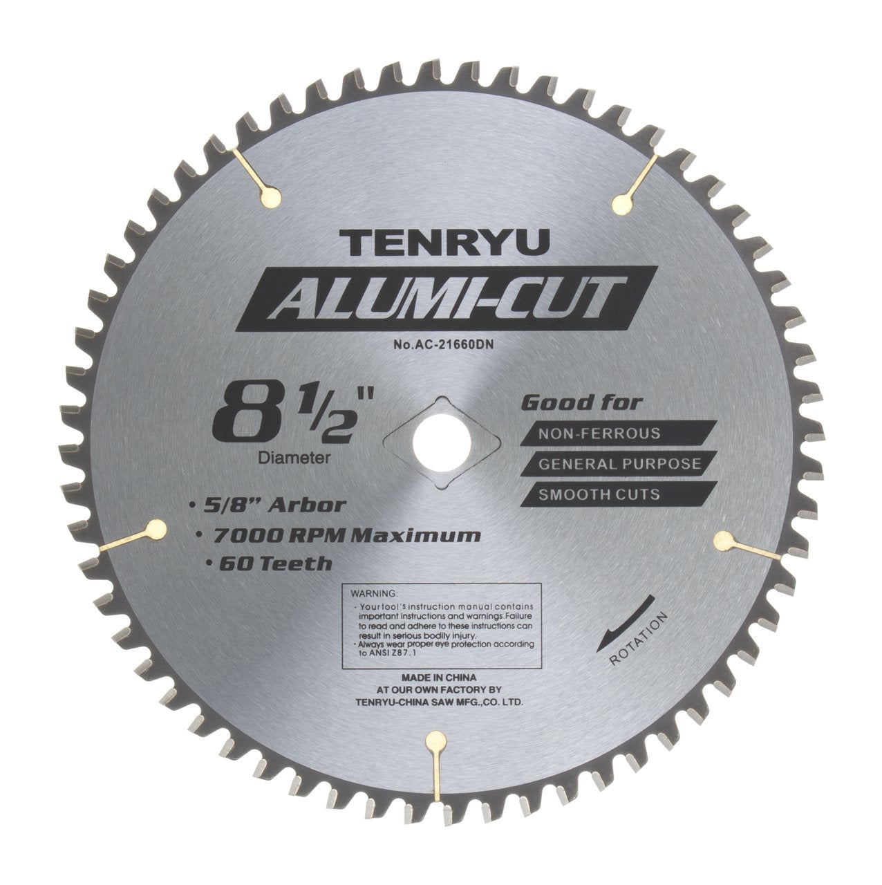 Tenryu PRA-21660DN: 8-1/2" x 60 Tooth Pro Series Non-Ferrous Non-Ferrous Cutting Blade