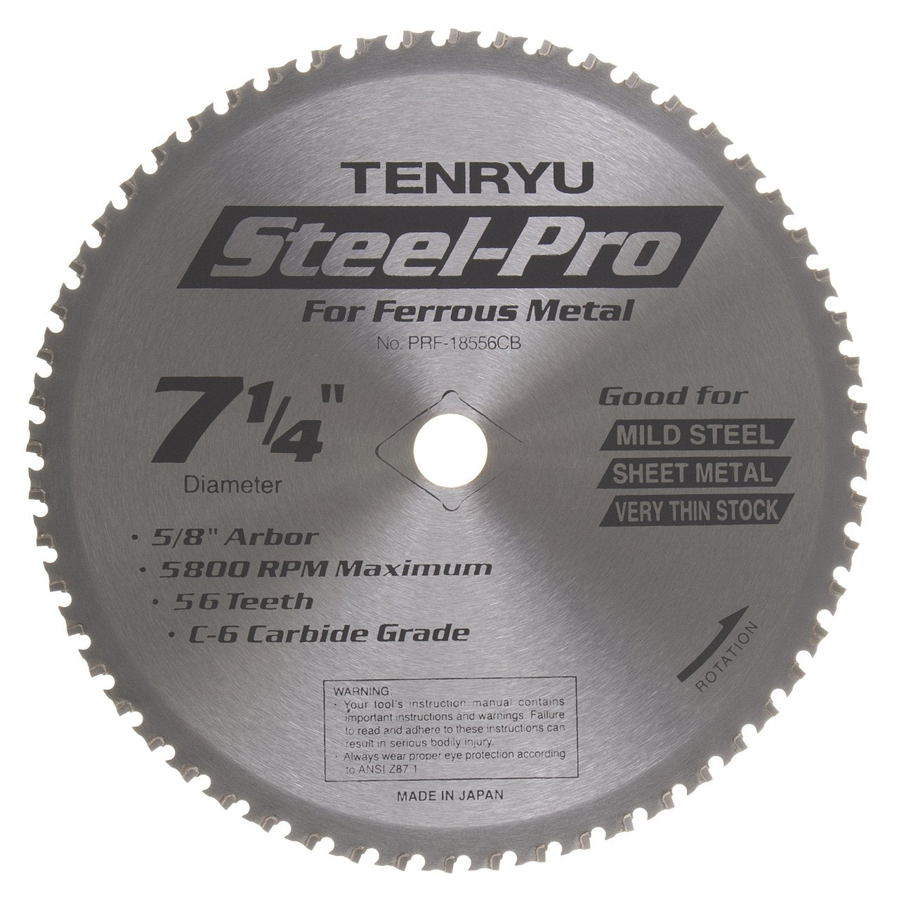 Tenryu PRF-18556CB: 7-1/4" x 56 Tooth Steel-Pro Steel Cutting Blade
