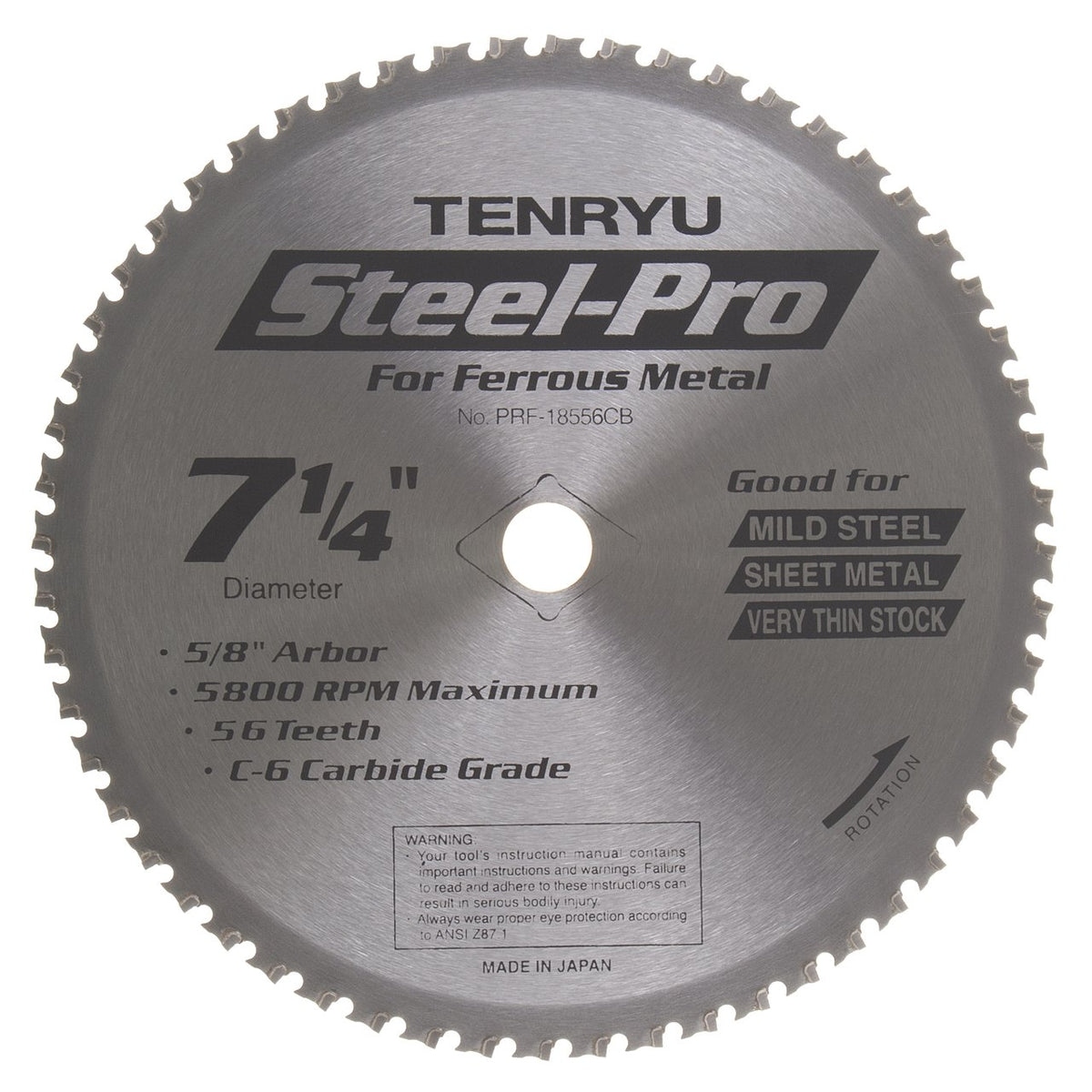 Tenryu PRF-18556CB: 7-1/4" x 56 Tooth Steel-Pro Steel Cutting Blade