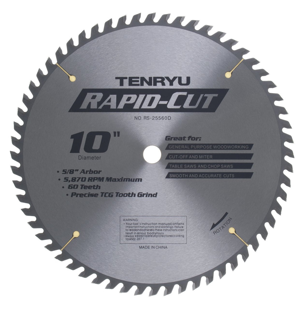 Tenryu RS-25560D: 10" x 60 Tooth Rapid-Cut Table Saw Blade