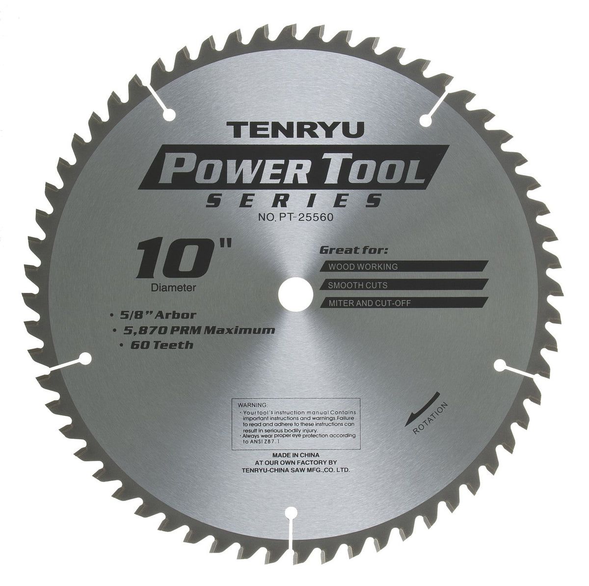 Tenryu PT-25560: 10" x 60 Tooth Power Tool Miter Saw Blade