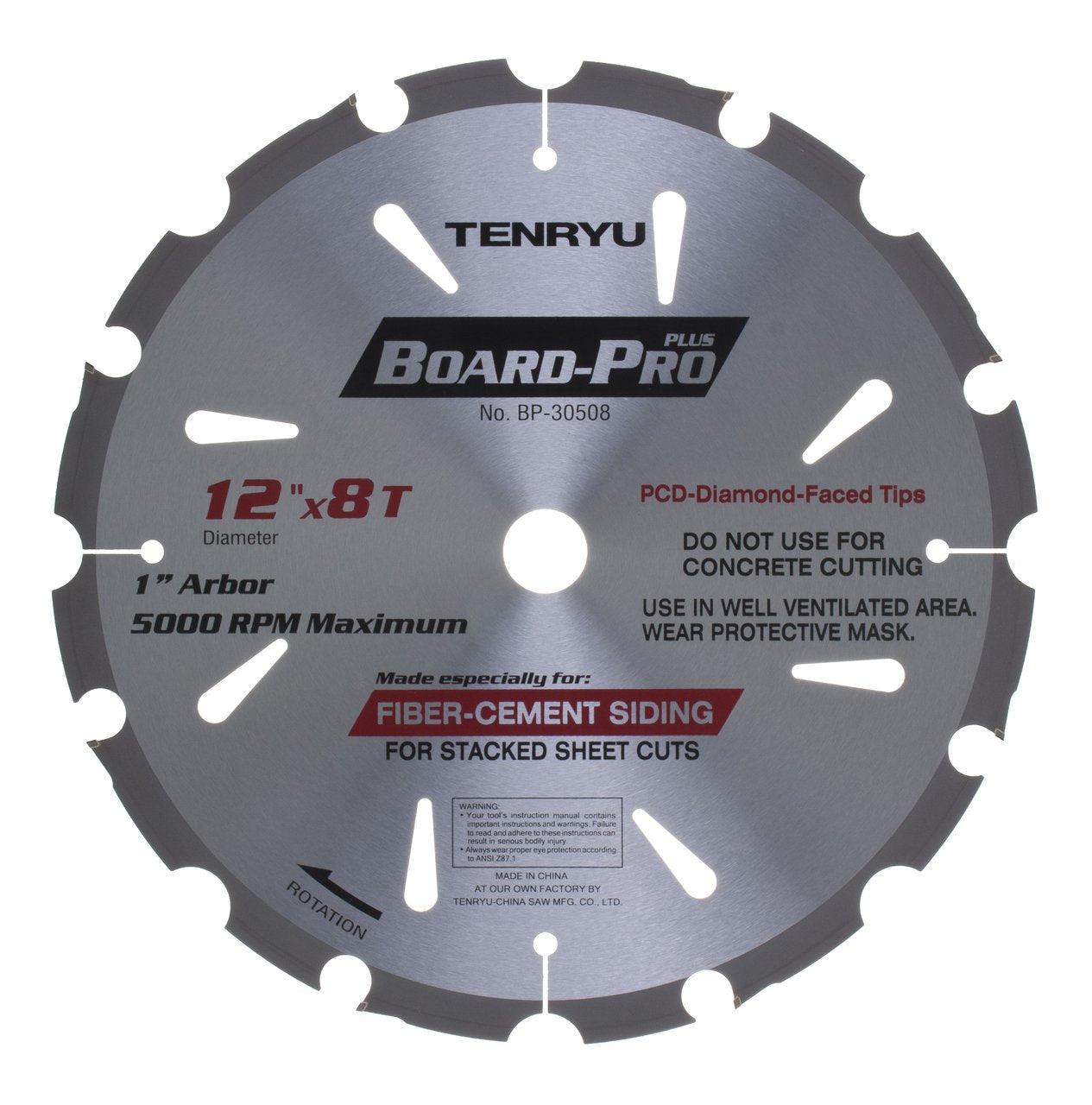 Tenryu BP-30508: 12" x 8 Tooth Board-Pro Plus Fiber Cement Blade