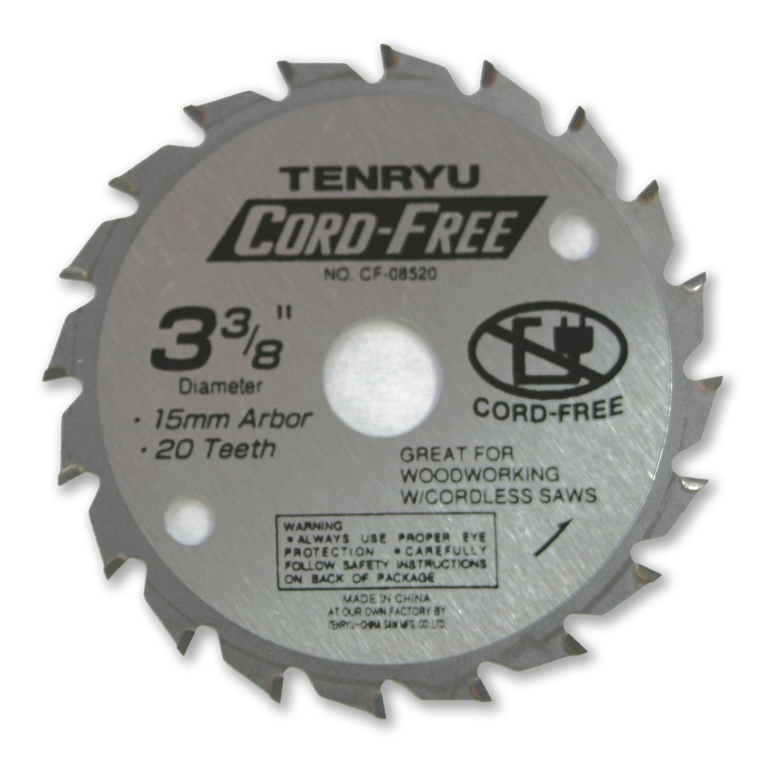 Tenryu CF-08520: 3-3/8" x 20 Tooth Cord-Free Saw Blade