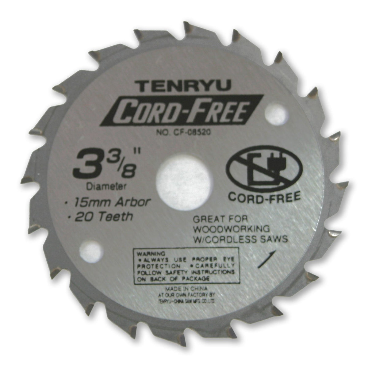 Tenryu CF-08520: 3-3/8" x 20 Tooth Cord-Free Saw Blade