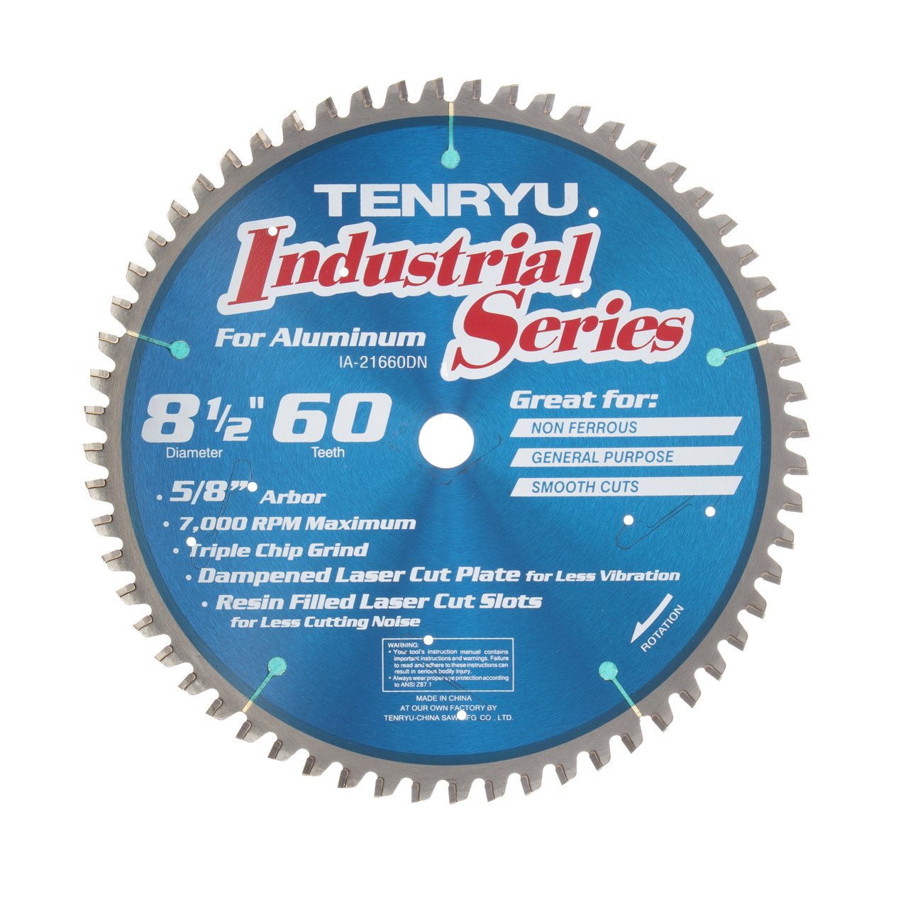 Tenryu IA-21660DN: 8-1/2" x 60 Tooth Industrial Non-Ferrous Non-Ferrous Cutting Blade