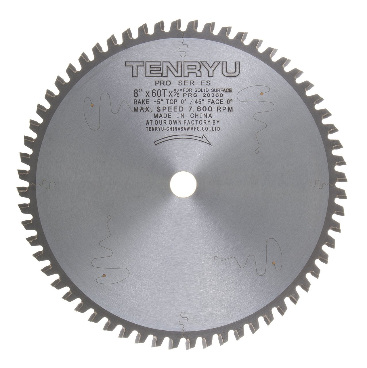 Tenryu PRS-20360: 8" x 60 Tooth Pro Series Solid Surface Solid Surface Blade