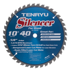 Tenryu SL-25540: 10" x 40 Tooth Silencer Miter Saw Blade